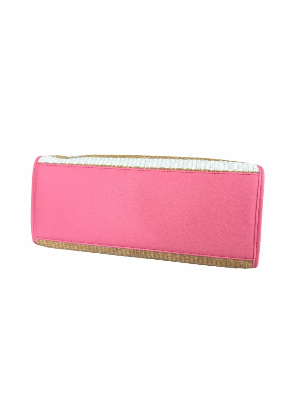 Juicy Couture Pink Trim Straw Satchel with Pink Logo - Picture 6 of 6